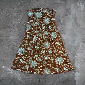 Y2K GAP floral midi dress size 6 brown blue coquette boho 2000s indie soft girl